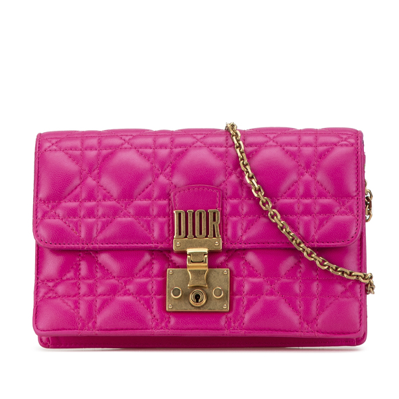 Pre-Loved Dior Lambskin Cannage DiorAddict Wallet on Chain - Picture 1 of 8